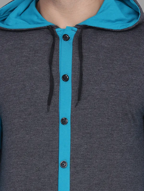 Grey_&_Turquoise_Cotton_Blend_Hooded_Neck_Full_Sleeve_T_Shirt_For_Men