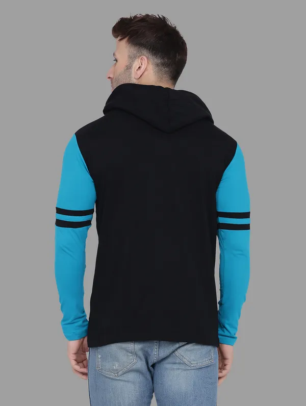 Black_&_Turquoise_Cotton_Blend_Hooded_Neck_Full_Sleeve_T_Shirt_For_Men