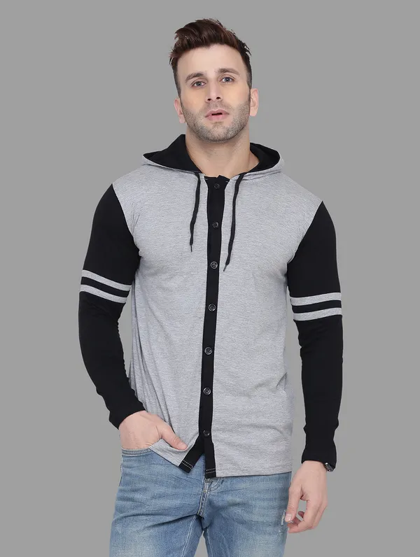Silver_&_Black_Cotton_Blend_Hooded_Neck_Full_Sleeve_T_Shirt_For_Men