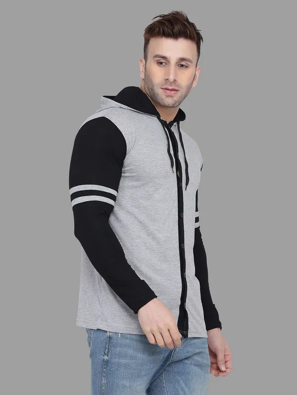 Silver_&_Black_Cotton_Blend_Hooded_Neck_Full_Sleeve_T_Shirt_For_Men