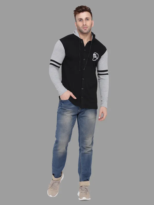 Black_&_Grey_Cotton_Blend_Hooded_Neck_Full_Sleeve_T_Shirt_For_Men