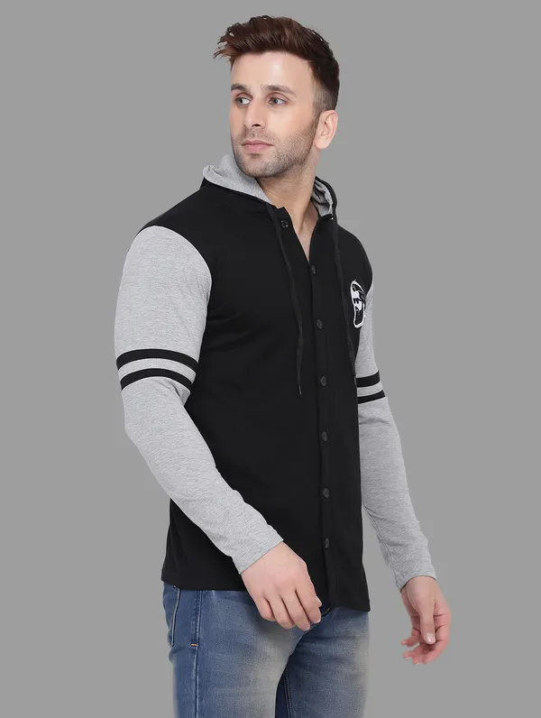 Black_&_Grey_Cotton_Blend_Hooded_Neck_Full_Sleeve_T_Shirt_For_Men