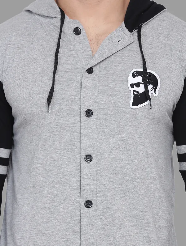 Grey_&_Black_Cotton_Blend_Hooded_Neck_Full_Sleeve_T_Shirt_For_Men