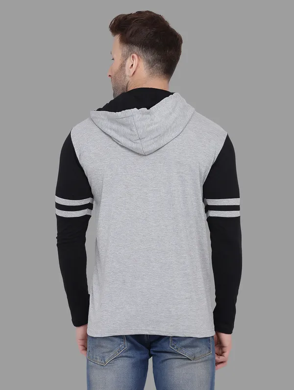 Grey_&_Black_Cotton_Blend_Hooded_Neck_Full_Sleeve_T_Shirt_For_Men
