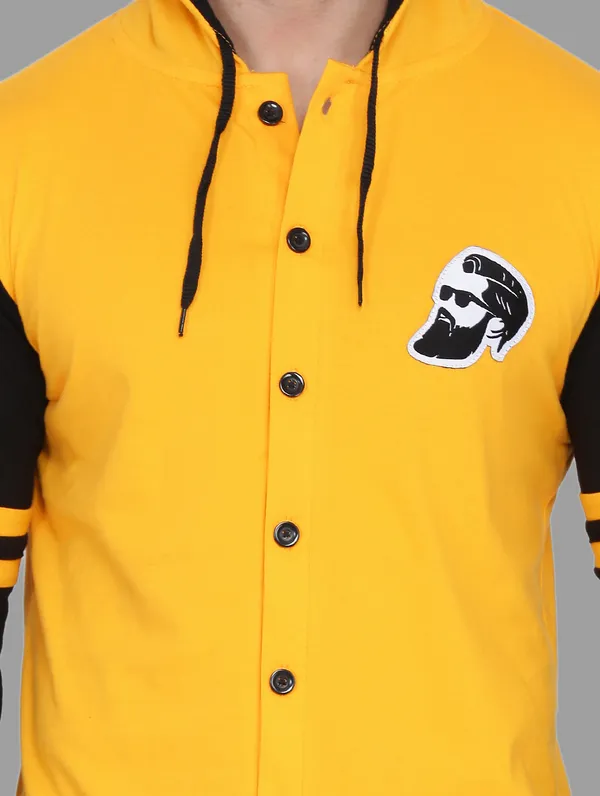 Yellow_&_Black_Cotton_Blend_Hooded_Neck_Full_Sleeve_T_Shirt_For_Men