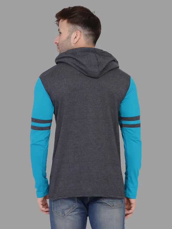 Grey_&_Turquoise_Cotton_Blend_Hooded_Neck_Full_Sleeve_T_Shirt_For_Men