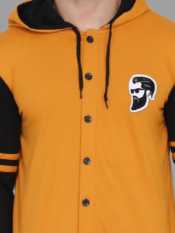 Mustard_&_Black_Cotton_Blend_Hooded_Neck_Full_Sleeve_T_Shirt_For_Men