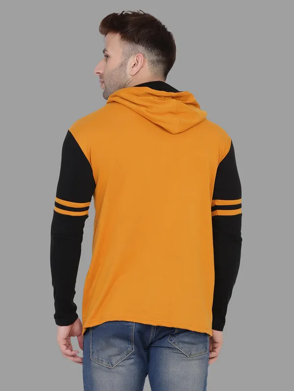 Mustard_&_Black_Cotton_Blend_Hooded_Neck_Full_Sleeve_T_Shirt_For_Men