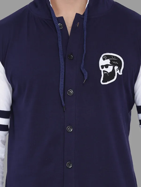 Dark_Blue_&_White_Cotton_Blend_Hooded_Neck_Full_Sleeve_T_Shirt_For_Men