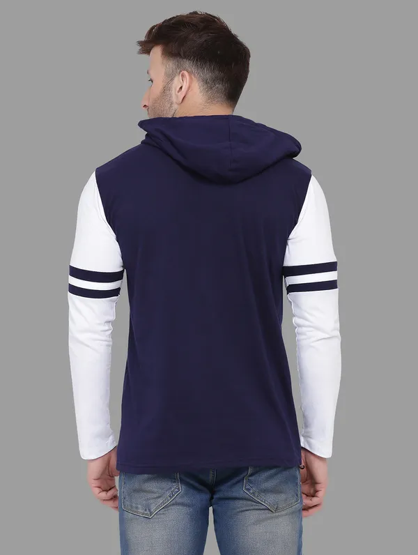 Dark_Blue_&_White_Cotton_Blend_Hooded_Neck_Full_Sleeve_T_Shirt_For_Men