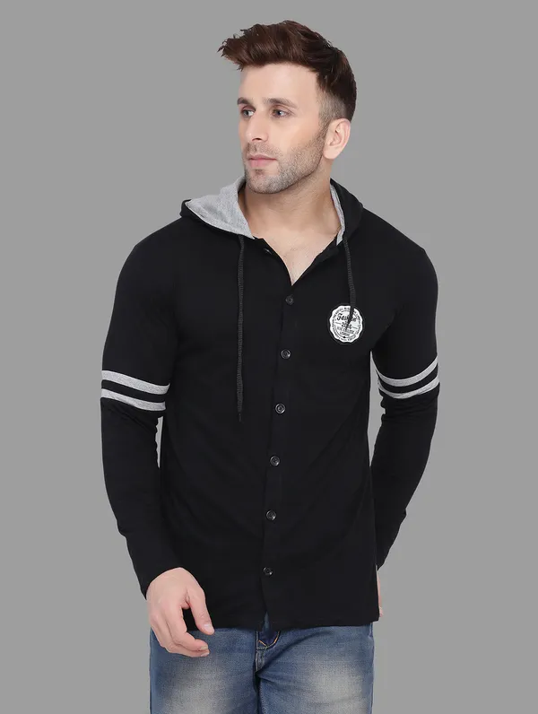 Black_Cotton_Blend_Hooded_Neck_Full_Sleeve_T_Shirt_For_Men