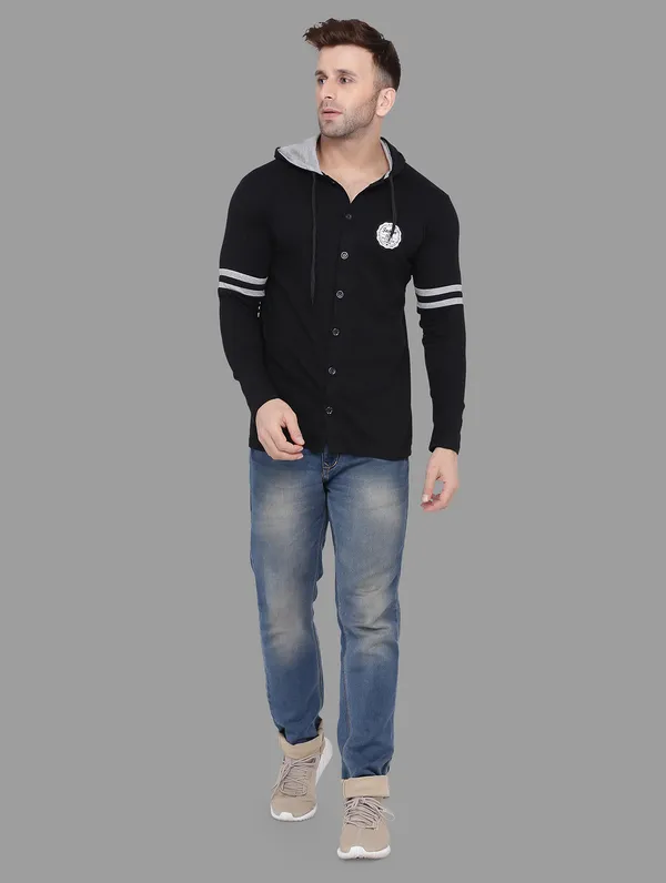 Black_Cotton_Blend_Hooded_Neck_Full_Sleeve_T_Shirt_For_Men