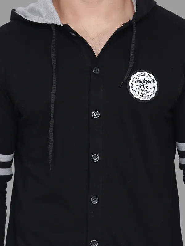 Black_Cotton_Blend_Hooded_Neck_Full_Sleeve_T_Shirt_For_Men