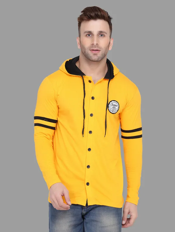 Yellow_Cotton_Blend_Hooded_Neck_Full_Sleeve_T_Shirt_For_Men