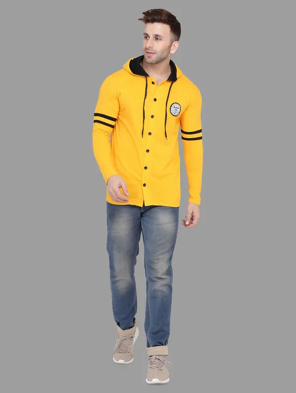 Yellow_Cotton_Blend_Hooded_Neck_Full_Sleeve_T_Shirt_For_Men