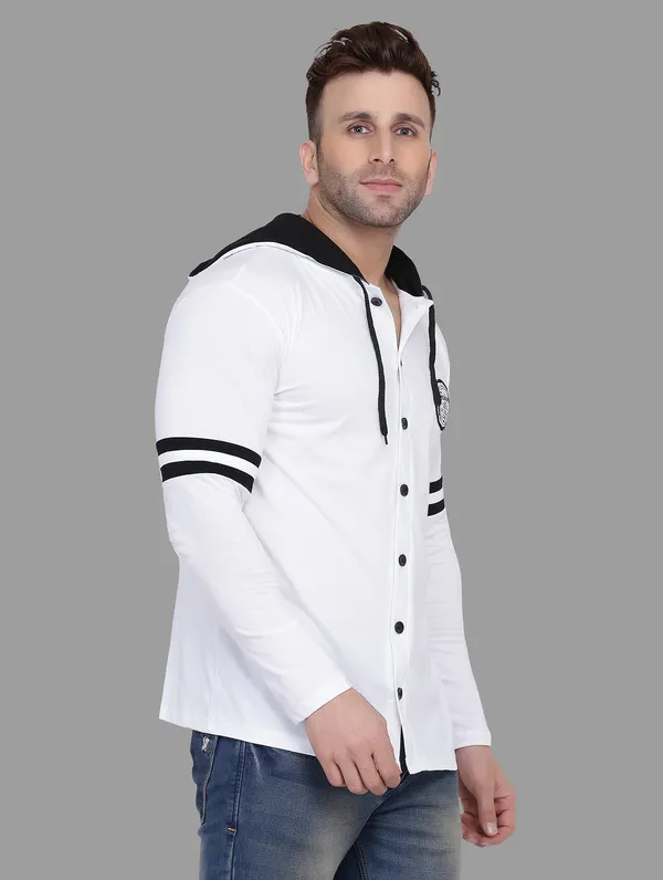 White_Cotton_Blend_Hooded_Neck_Full_Sleeve_T_Shirt_For_Men