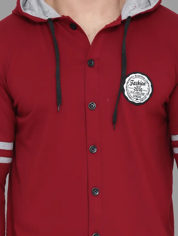 Maroon_Cotton_Blend_Hooded_Neck_Full_Sleeve_T_Shirt_For_Men