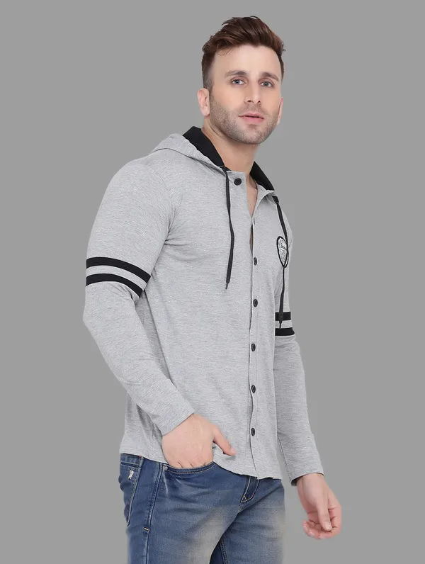 Silver_Cotton_Blend_Hooded_Neck_Full_Sleeve_T_Shirt_For_Men