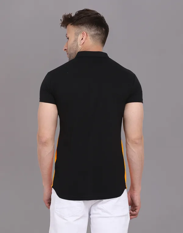 Yellow_&_Black_Cotton_Blend_Spread_Collar_Half_Sleeve_Shirt_For_Men