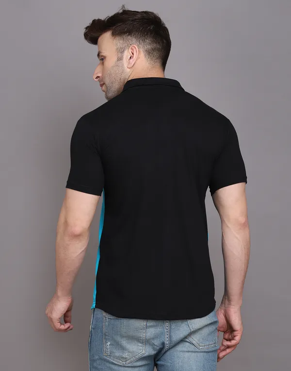Turquoise_&_Black_Cotton_Blend_Spread_Collar_Half_Sleeve_Shirt_For_Men
