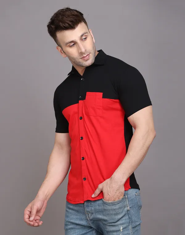 Red_&_Black_Cotton_Blend_Spread_Collar_Half_Sleeve_Shirt_For_Men