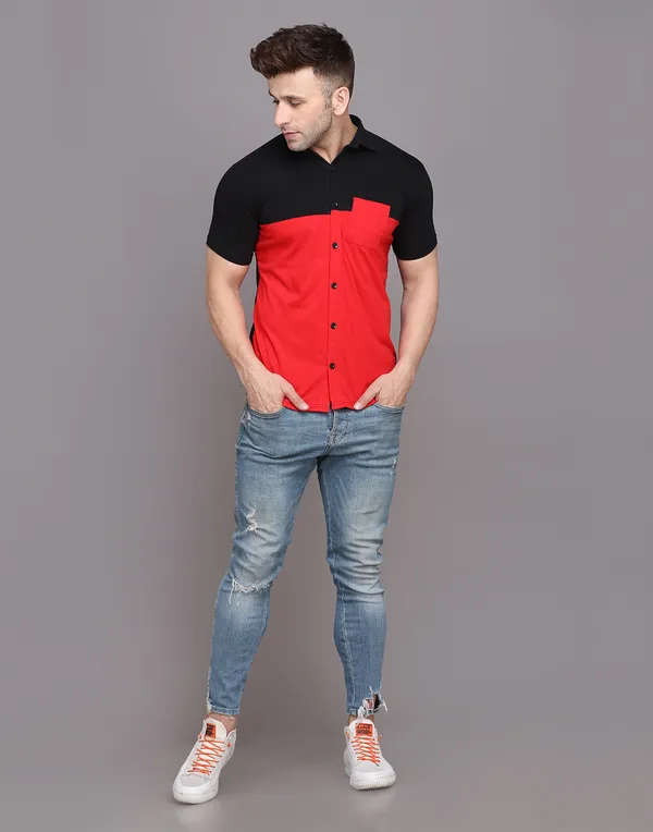 Red_&_Black_Cotton_Blend_Spread_Collar_Half_Sleeve_Shirt_For_Men
