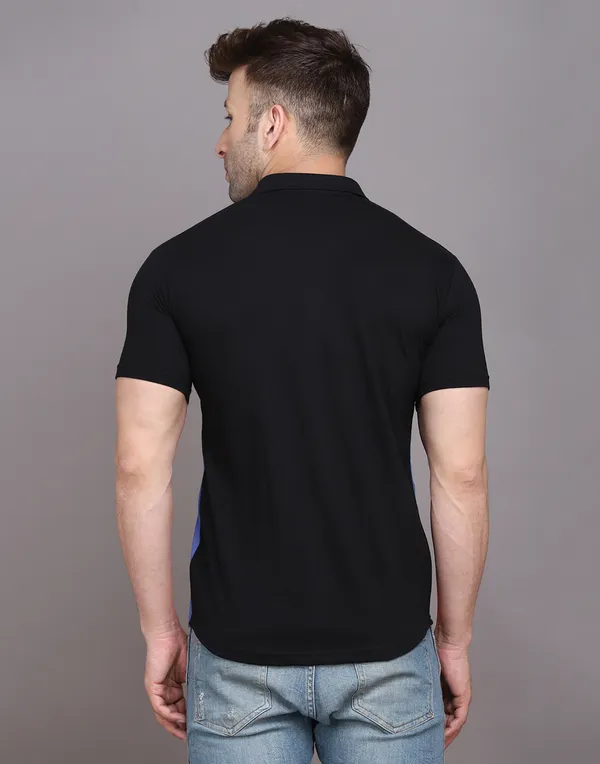 Blue_&_Black_Cotton_Blend_Spread_Collar_Half_Sleeve_Shirt_For_Men