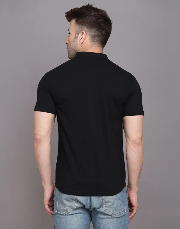 Silver_&_Black_Cotton_Blend_Spread_Collar_Half_Sleeve_Shirt_For_Men