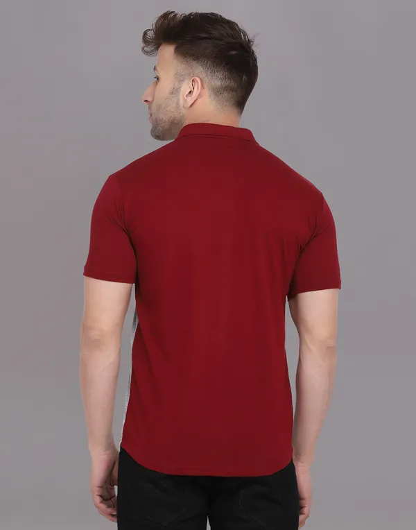 Silver_&_Maroon_Cotton_Blend_Spread_Collar_Half_Sleeve_Shirt_For_Men