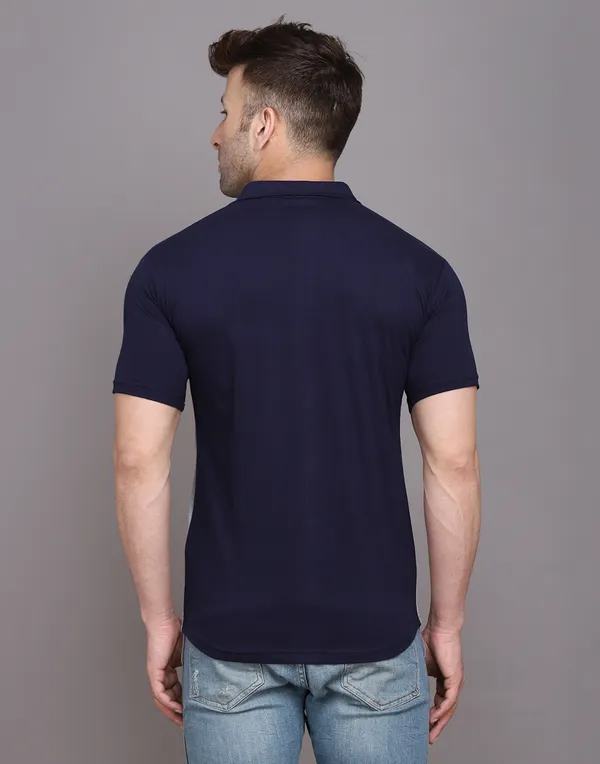Silver_&_Dark_Blue_Cotton_Blend_Spread_Collar_Half_Sleeve_Shirt_For_Men