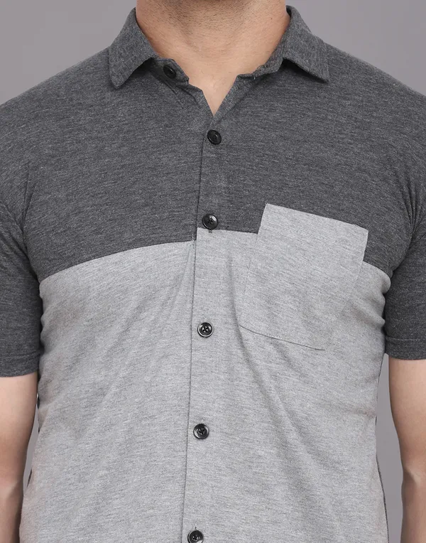 Silver_&_Grey_Cotton_Blend_Spread_Collar_Half_Sleeve_Shirt_For_Men