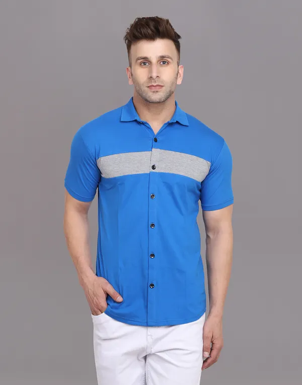 Blue_Cotton_Blend_Spread_Collar_Half_Sleeve_Shirt_For_Men