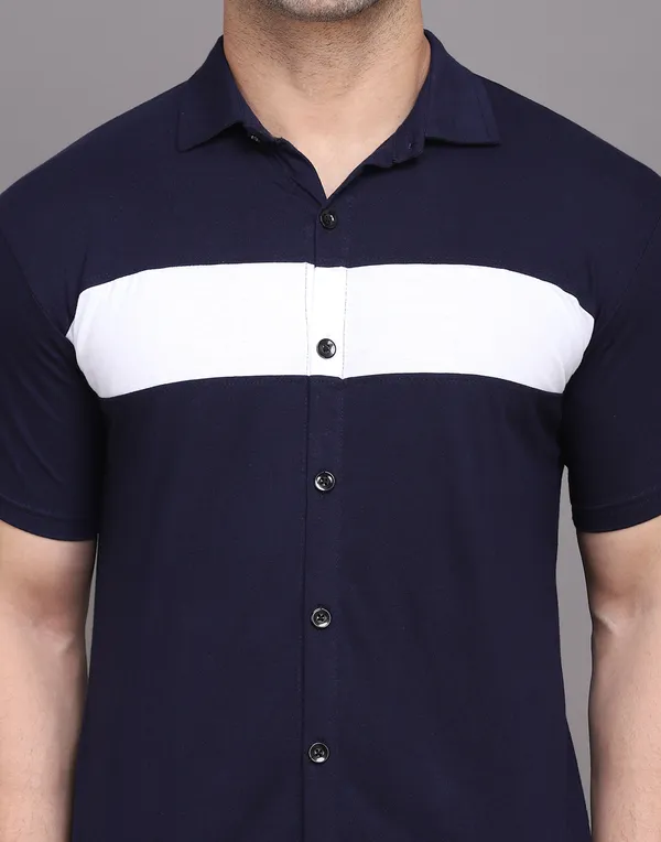 Dark_Blue_Cotton_Blend_Spread_Collar_Half_Sleeve_Shirt_For_Men