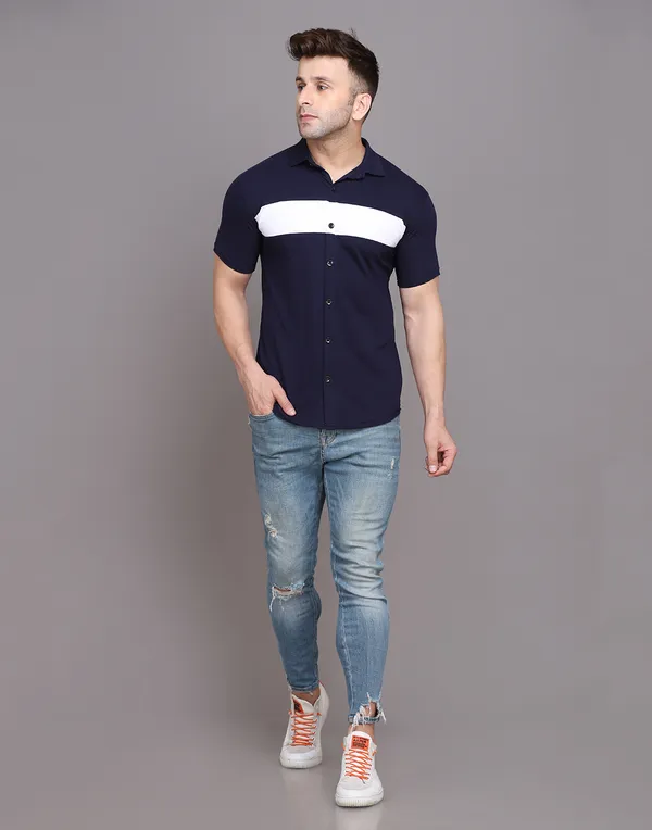 Dark_Blue_Cotton_Blend_Spread_Collar_Half_Sleeve_Shirt_For_Men