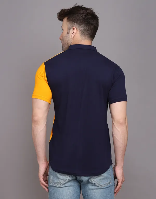 Dark_Blue_&_Yellow_Cotton_Blend_Spread_Collar_Half_Sleeve_Shirt_For_Men