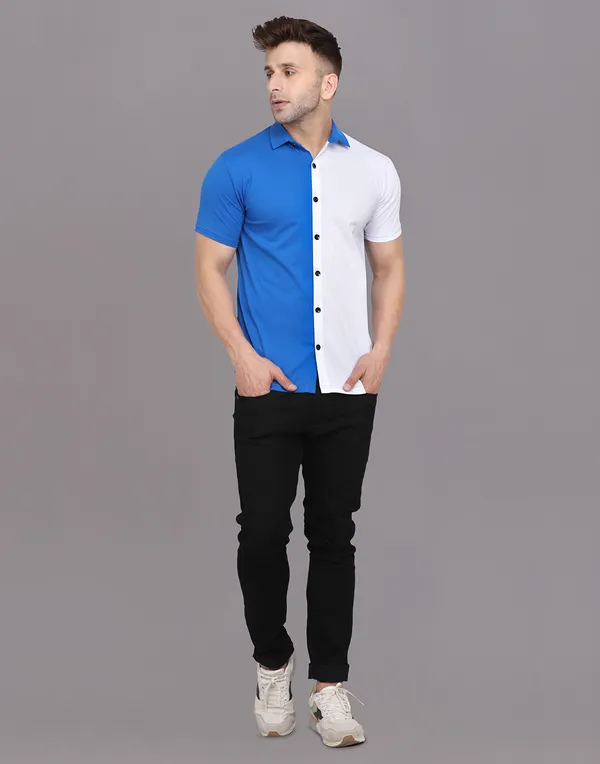 Blue_&_White_Cotton_Blend_Spread_Collar_Half_Sleeve_Shirt_For_Men