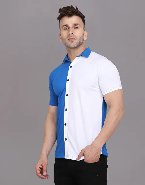 Blue_&_White_Cotton_Blend_Spread_Collar_Half_Sleeve_Shirt_For_Men