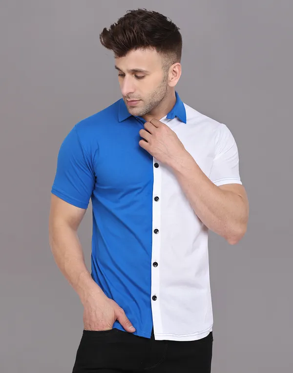 Blue_&_White_Cotton_Blend_Spread_Collar_Half_Sleeve_Shirt_For_Men