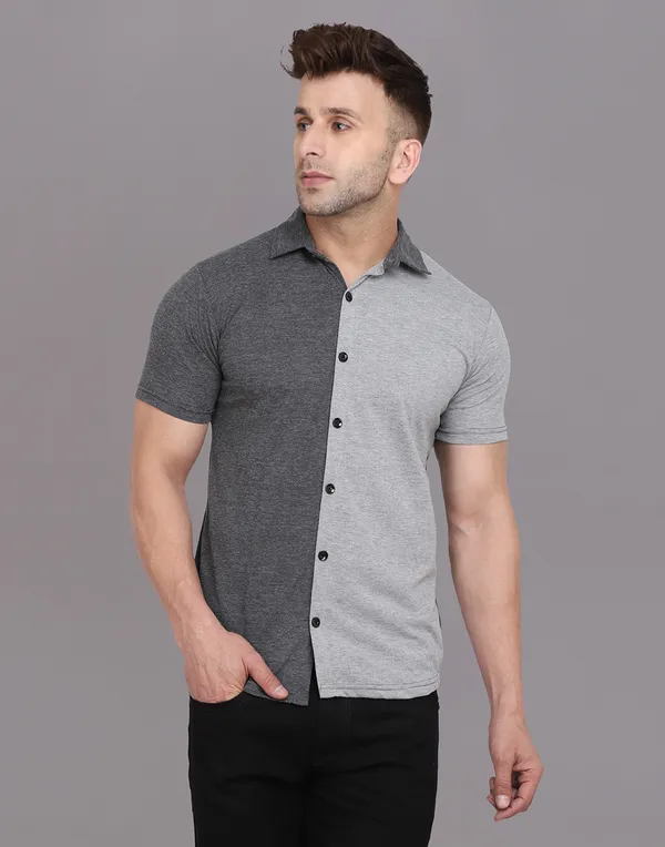 Grey_&_Silver_Cotton_Blend_Spread_Collar_Half_Sleeve_Shirt_For_Men