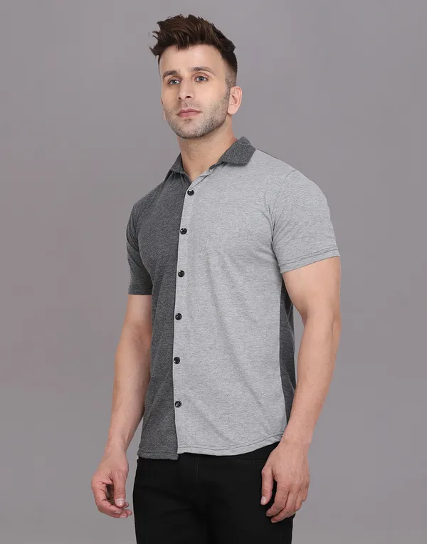 Grey_&_Silver_Cotton_Blend_Spread_Collar_Half_Sleeve_Shirt_For_Men