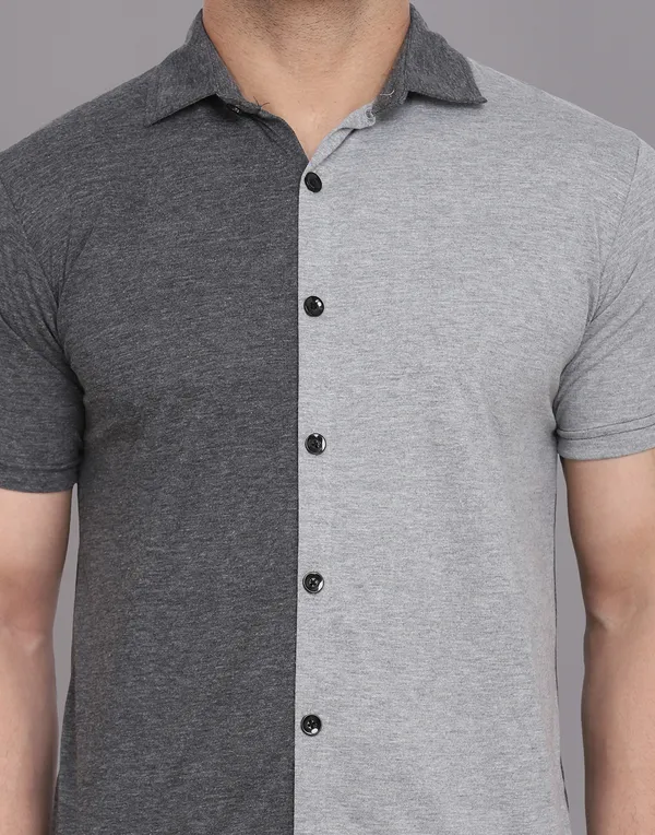 Grey_&_Silver_Cotton_Blend_Spread_Collar_Half_Sleeve_Shirt_For_Men