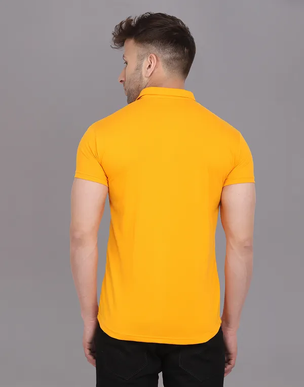 Yellow_&_Black_Cotton_Blend_Spread_Collar_Half_Sleeve_Shirt_For_Men