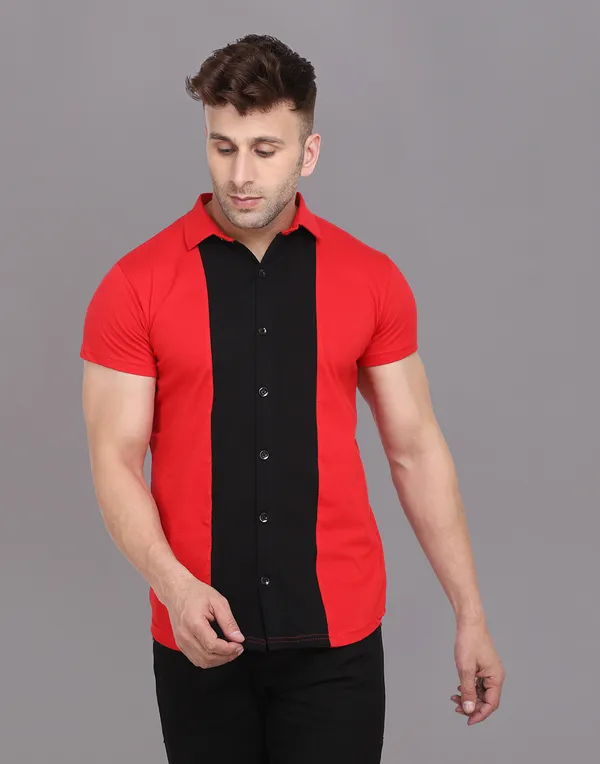 Red_&_Black_Cotton_Blend_Spread_Collar_Half_Sleeve_Shirt_For_Men