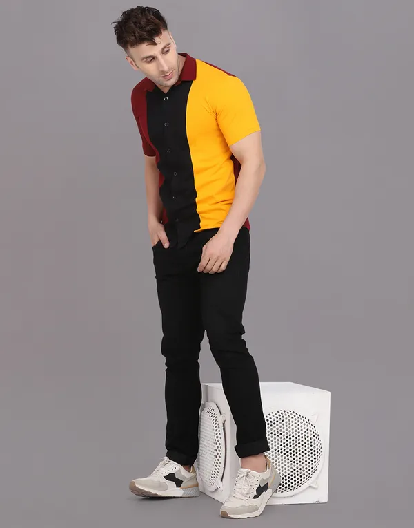 Multicolor_Cotton_Blend_Spread_Collar_Half_Sleeve_Shirt_For_Men