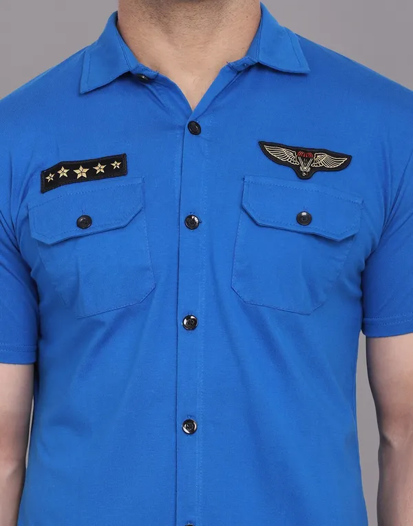 Blue_Cotton_Blend_Spread_Collar_Half_Sleeve_Shirt_For_Men