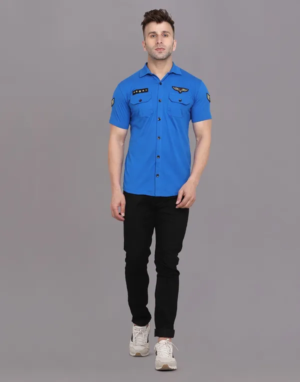 Blue_Cotton_Blend_Spread_Collar_Half_Sleeve_Shirt_For_Men