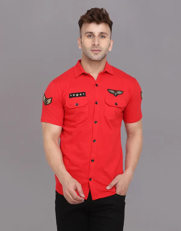 Red_Cotton_Blend_Spread_Collar_Half_Sleeve_Shirt_For_Men