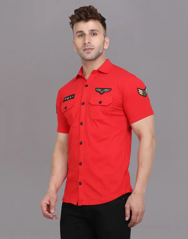 Red_Cotton_Blend_Spread_Collar_Half_Sleeve_Shirt_For_Men