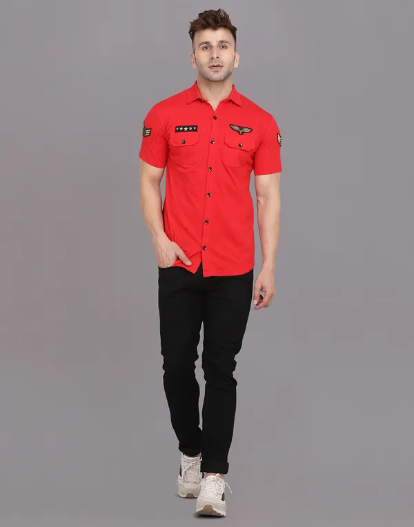 Red_Cotton_Blend_Spread_Collar_Half_Sleeve_Shirt_For_Men