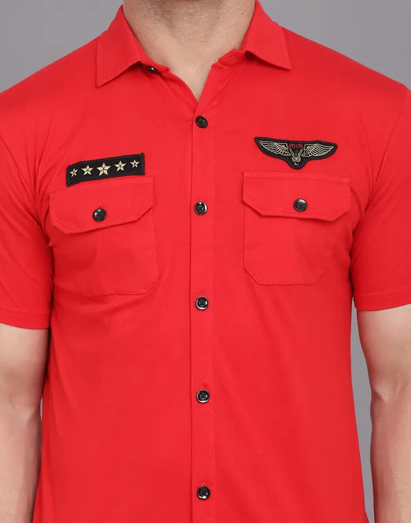 Red_Cotton_Blend_Spread_Collar_Half_Sleeve_Shirt_For_Men